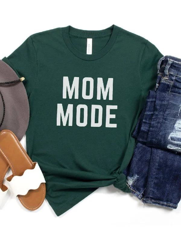 Shorts & Skirts fashion designs-Mom Mode White T-Shirt Bella + Canvas Unisex Jersey Short Sleeve Tee - Many Colors