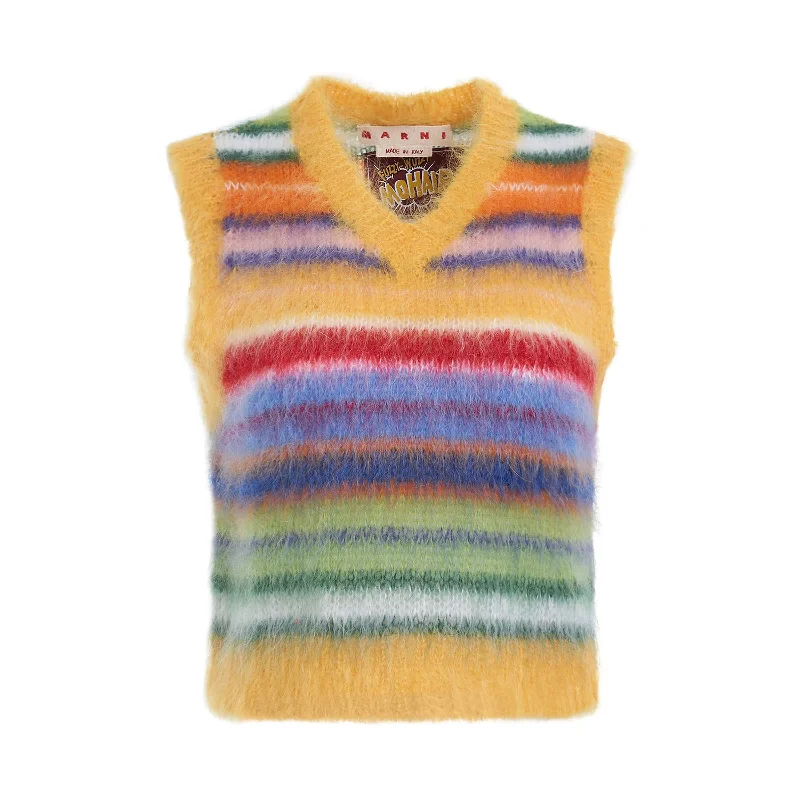 Waistcoats & Vest custom made-Cropped Mohair & Wool Striped Vest in Multicolour