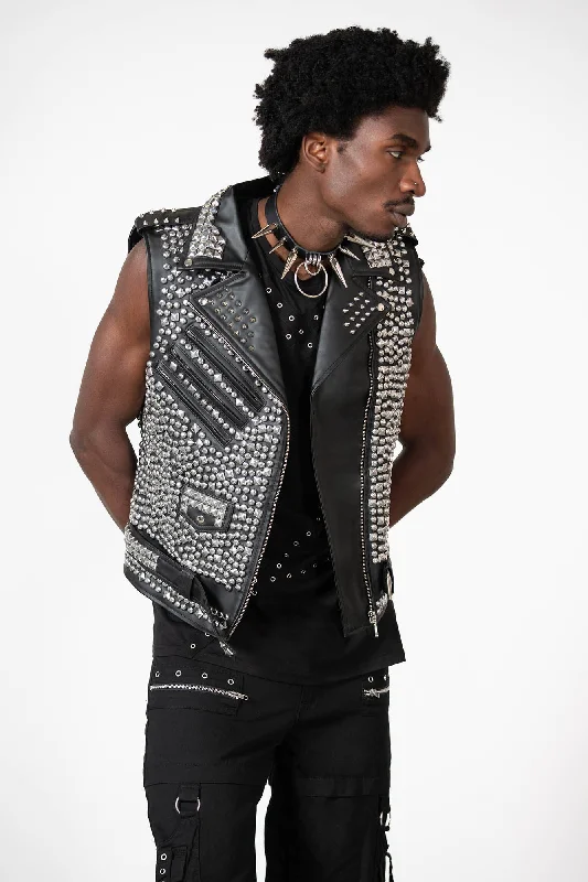 Waistcoats & Vest leather style-Overload II Leather Vest [FAUX LEATHER]