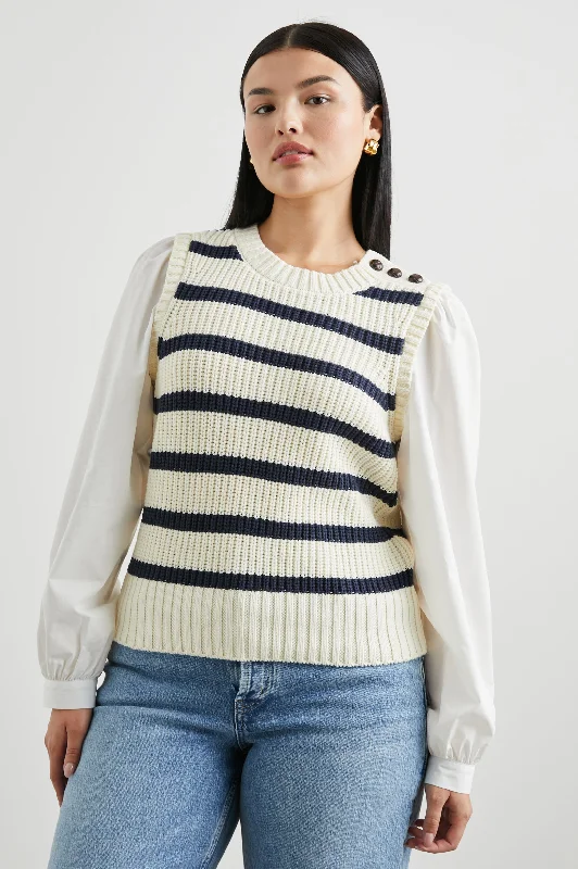 BAMBI SWEATER - IVORY NAVY STRIPE