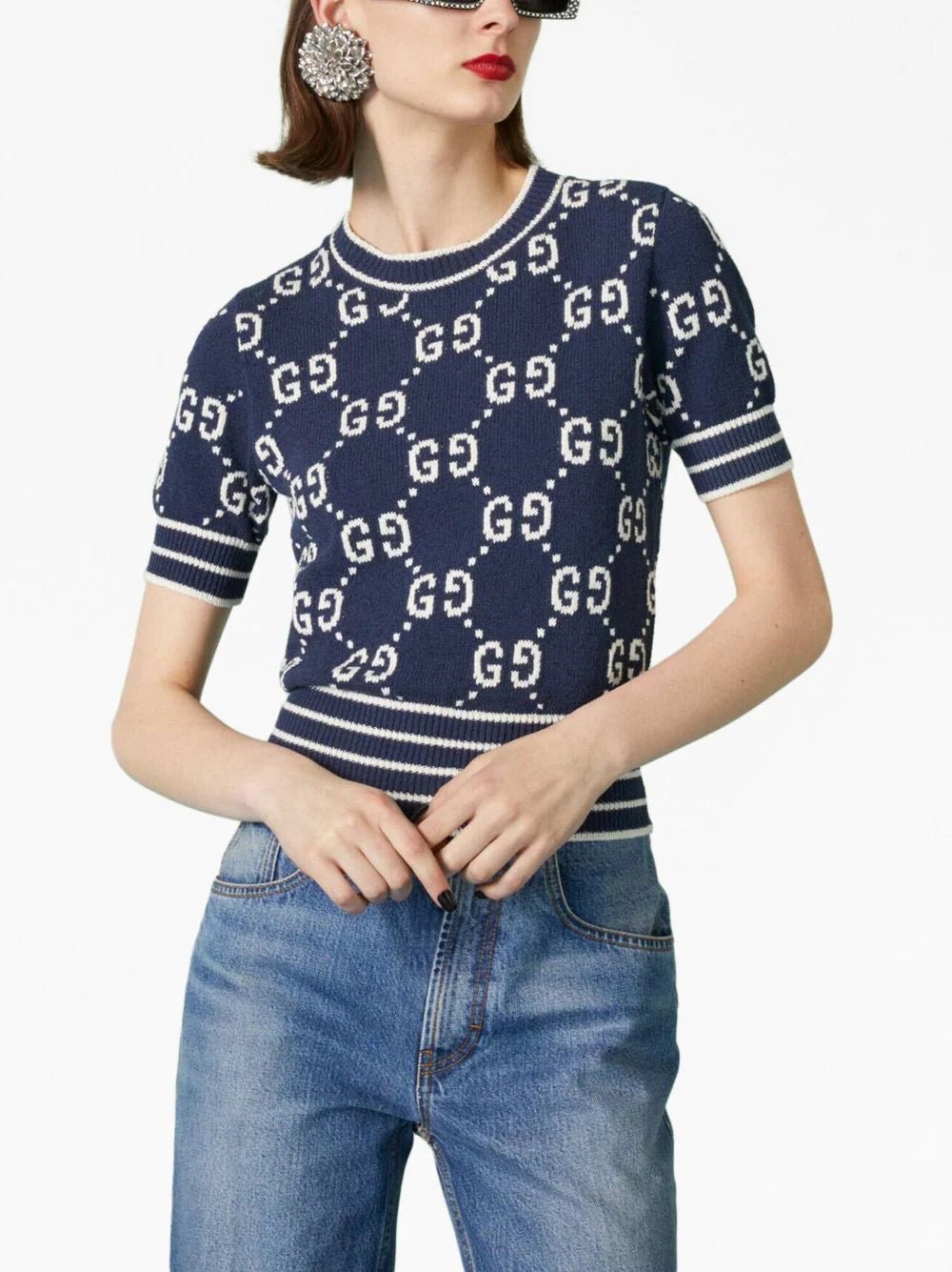 Double G Logo Jacquard Top