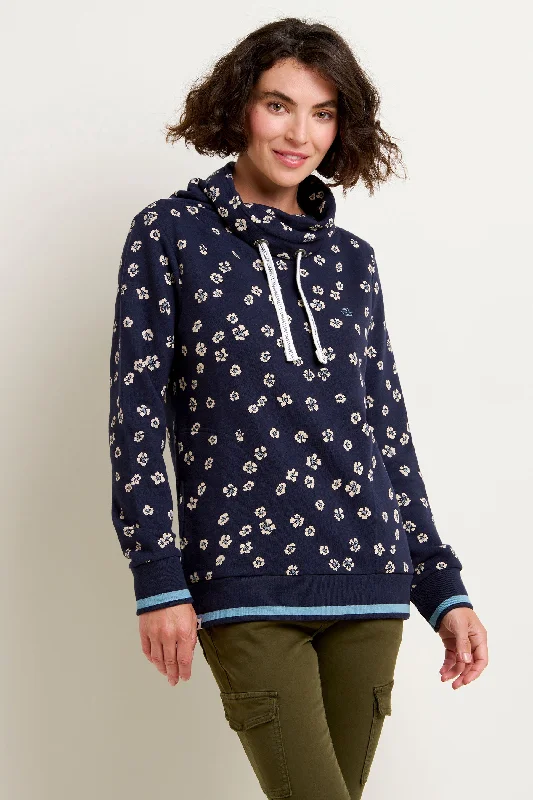 Sweatshirts with athlete names-Polka Flora Cowl Neck Sweatshirt