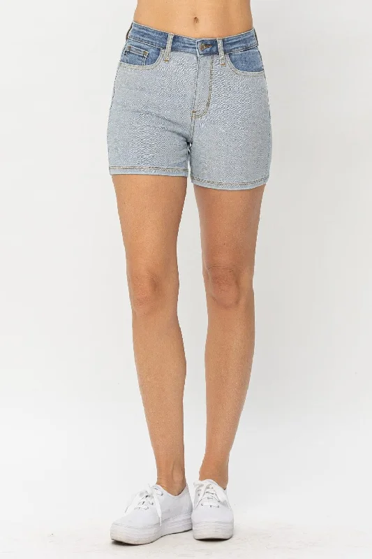 Shorts & Skirts online looks-Judy Blue Full Size Color Block Denim Shorts