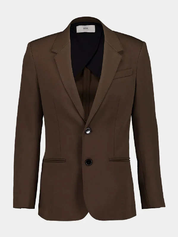 Jackets with soft lining -Black Olive Green Wool Semi-Lined Jacket