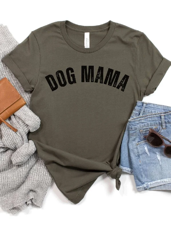 Shorts & Skirts chic looks-Dog Mama Rustic Women's Jersey Short Sleeve Graphic Tee - 12 Colors