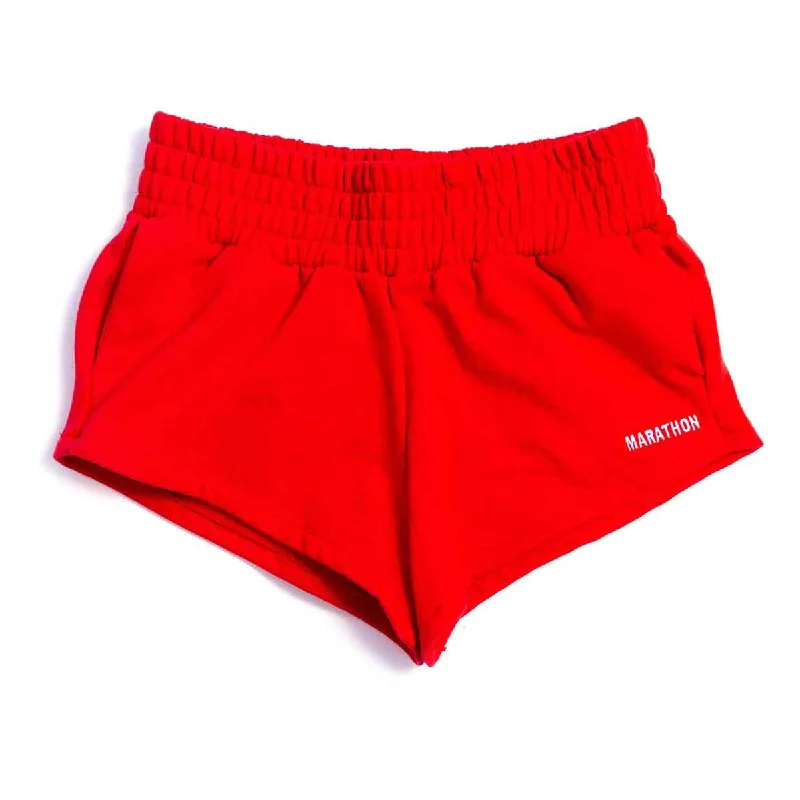 Shorts & Skirts exclusive trends-Marathon Womens Boxer Fleece Shorts - Red