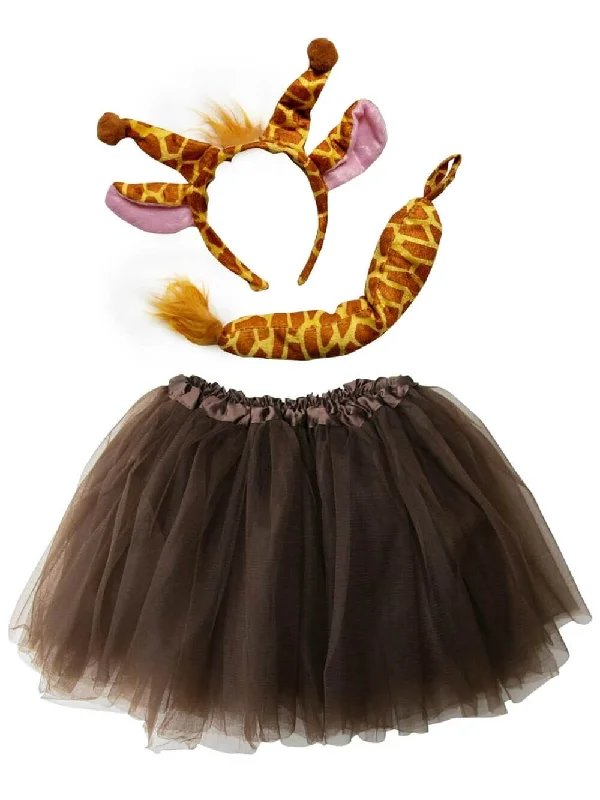 Shorts & Skirts bold styles-Girls Giraffe Tutu Skirt Costume Complete Set with Tail & Ears