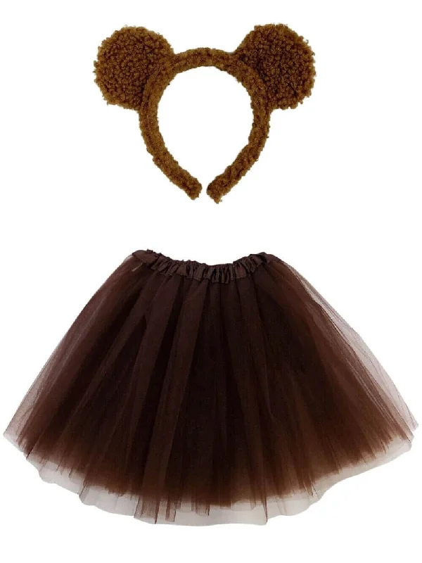 Shorts & Skirts stylish looks-Adult Brown Bear Costume - Tutu Skirt, Tail, & Headband Set for Adult or Plus Size