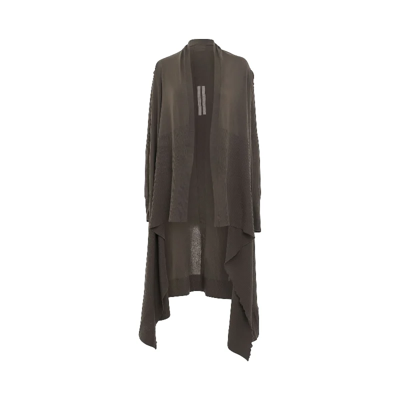 Cardigans with grunge look-Long Wrap Knit Wool Cardigan in Dust