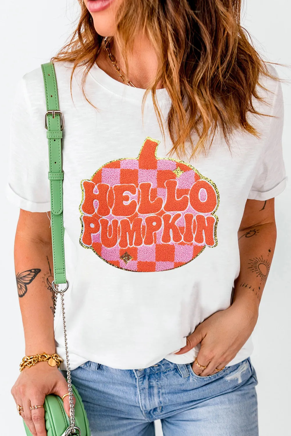 Shorts & Skirts size guide-Hello Pumpkin Checkboard Short Sleeve Women's Graphic T-Shirt