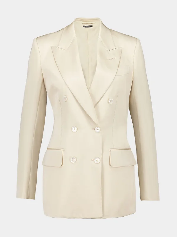 Jackets with waterproof -Champagne Double Breasted Jacket