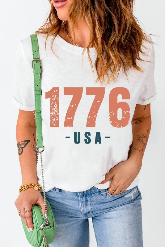 Shorts & Skirts stylish fits-1776 USA Patriotic Women's Graphic Short Sleeve T-Shirt