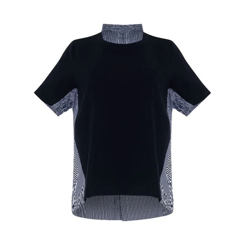 Blouses & Shirts for athleisure-Classic Shirt Pleated Back T-Shirt in Navy