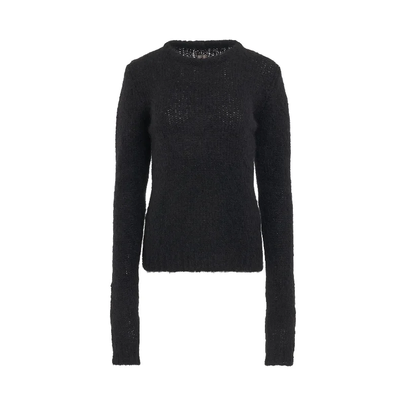 Round Neck Knit Sweater in Black