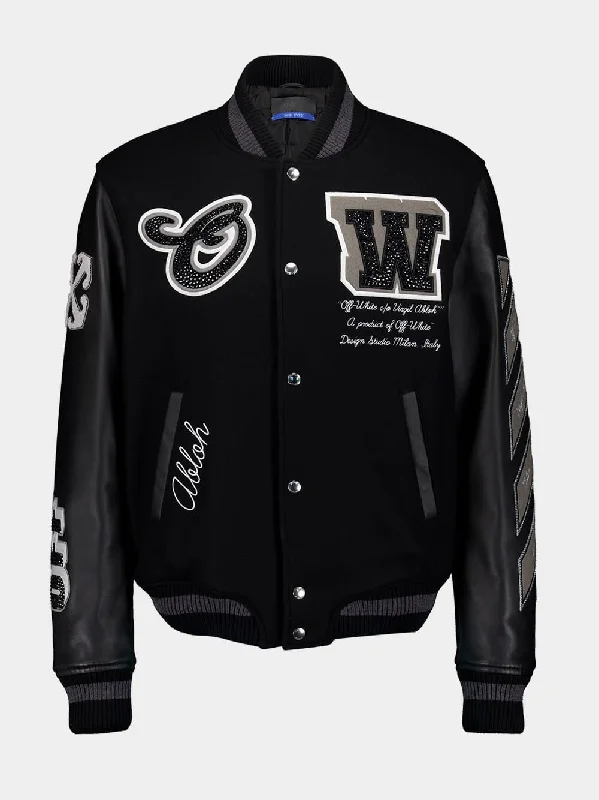 Jackets for snow hiking -Black Crystal Varsity Jacket