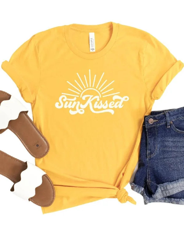 Shorts & Skirts trendy designs-Sunkissed Yellow Women's Jersey Short Sleeve Graphic Tee