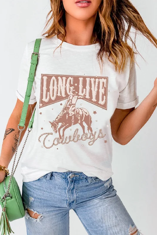 Shorts & Skirts popular styles-Long Live Cowboys Women's Graphic Short Sleeve T-Shirt