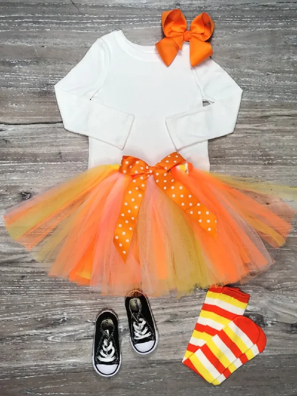 Shorts & Skirts unique fits-Candy Corn Tutu Skirt & Sock Set, Cute Girls Costume