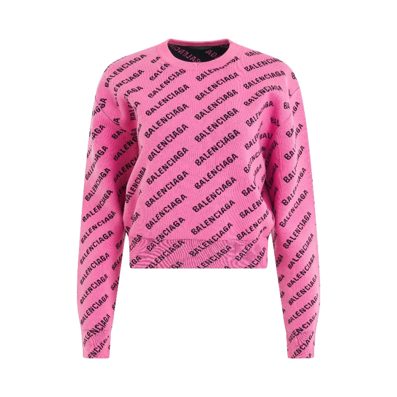 Mini Allover Logo Knit Sweater Pink/Black