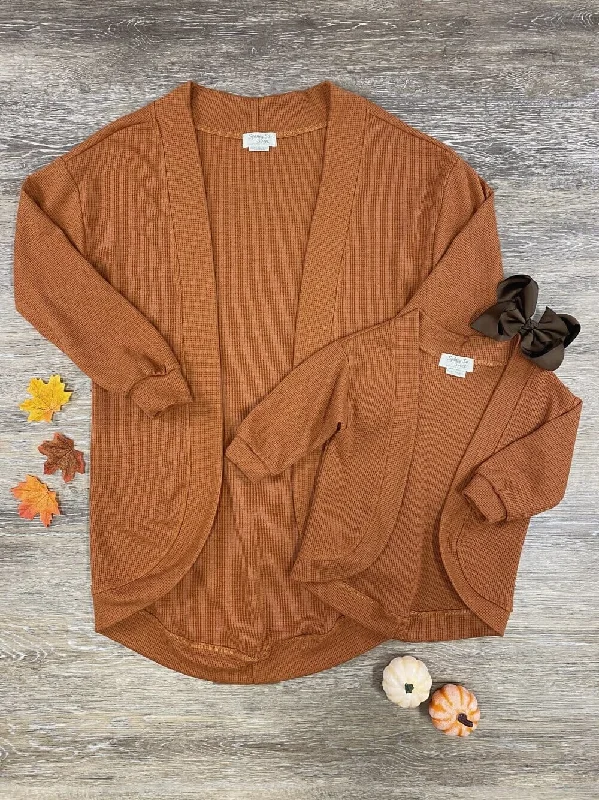 Mom and Me - Rust Orange Cardigan Sweater