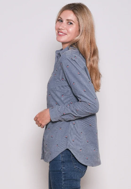 Blouses & Shirts checkered-Embroidered Cord Shirt