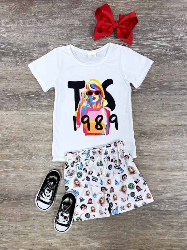 Shorts & Skirts trendy designs-TS 1989 Girls 2 Piece Colorful Shorts Outfit