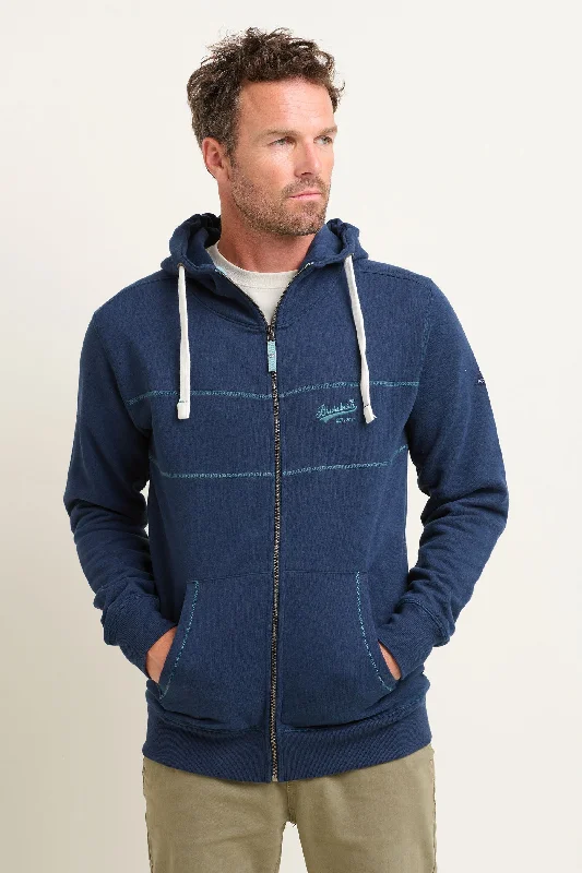 Sweatshirts for dry climates-Navy Zip Through Hoodie