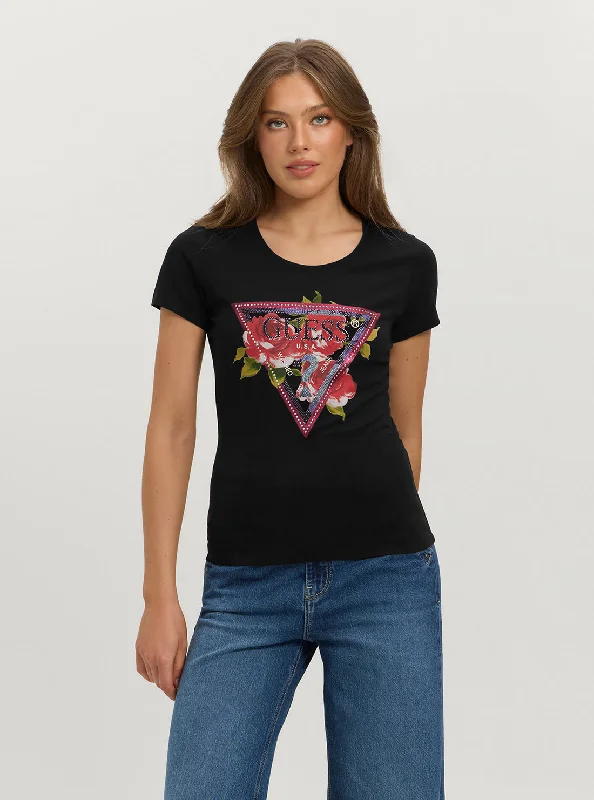 Blouses & Shirts neon-Eco Black Roses Logo T-Shirt