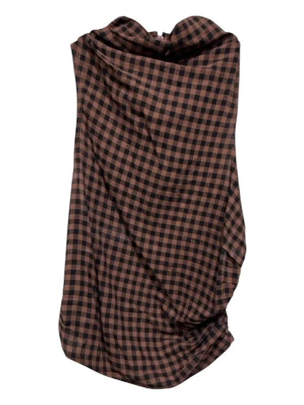 Shorts & Skirts trendy designs-A.L.C. Size 4 Red & Black Viscose Blend Checkered Sleeveless Back Zip Skirt Set