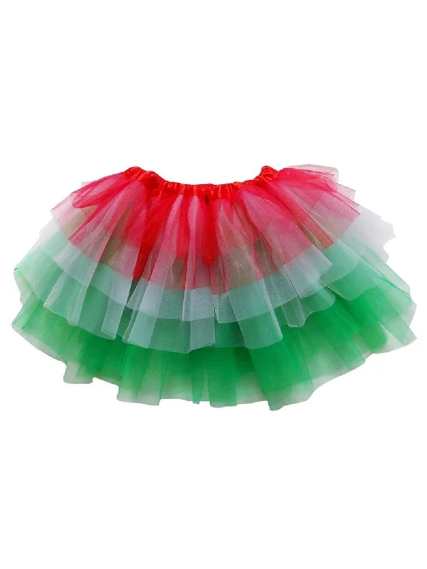 Shorts & Skirts chic styles-Red, White, Green 6 Layer Tutu Skirt Christmas Costume for Girls, Women, Plus