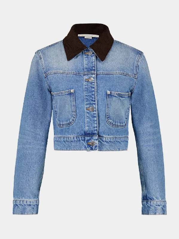 Jackets with durable fabric -Blue Vintage Denim Jacket