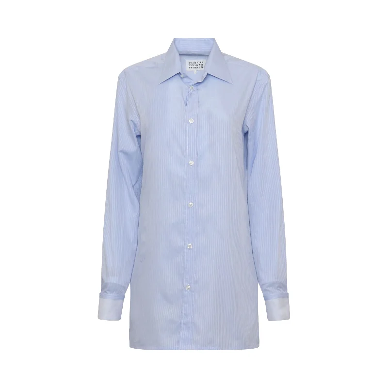 Blouses & Shirts for country-Long Sleeve Stripe Shirt in Light Blue