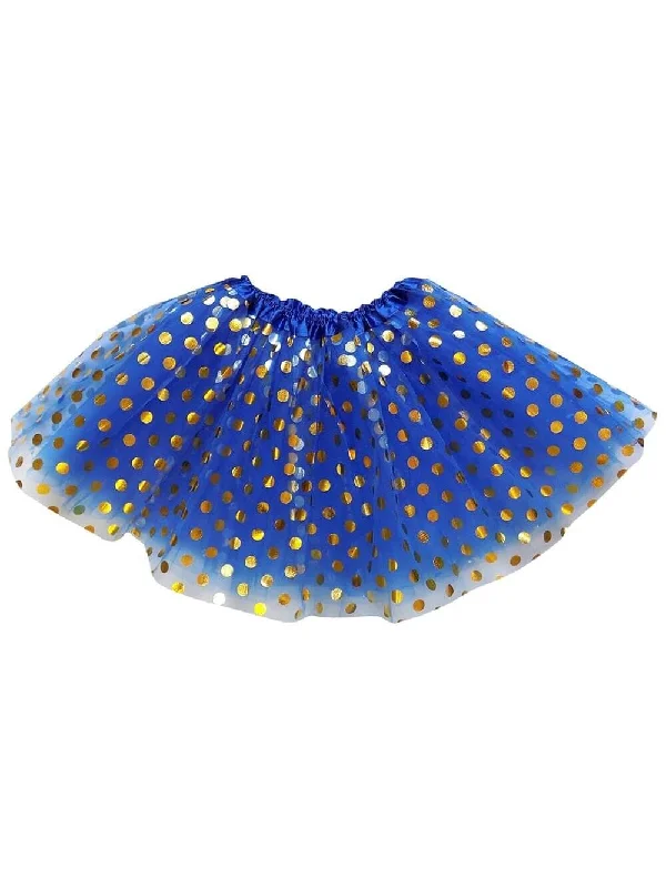 Shorts & Skirts budget styles-Royal Blue and Gold Polka Dot Tutu Skirt Costume for Girls, Women, Plus