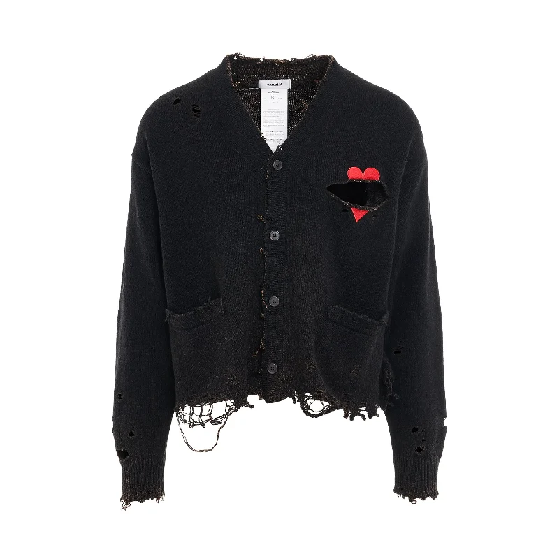 Cardigans with nautical theme-Broken Heart Cardigan in Black