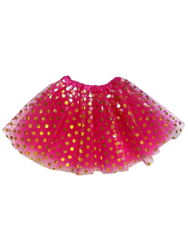 Shorts & Skirts fashion outfits-Hot Pink and Gold Polka Dot Tutu Skirt Costume for Girls, Women, Plus