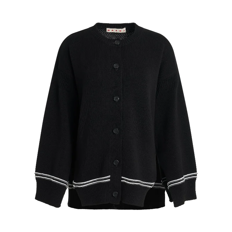 Cardigans with bleached design-Marni Logo Cardigan in Black