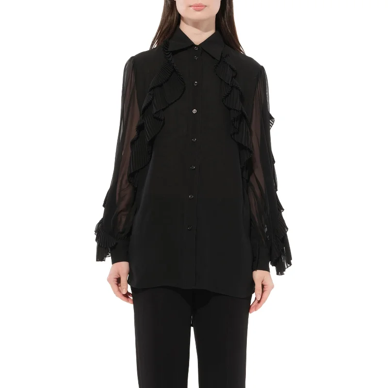 Blouses & Shirts for 50s style-Long Sleeves Shirts in Black