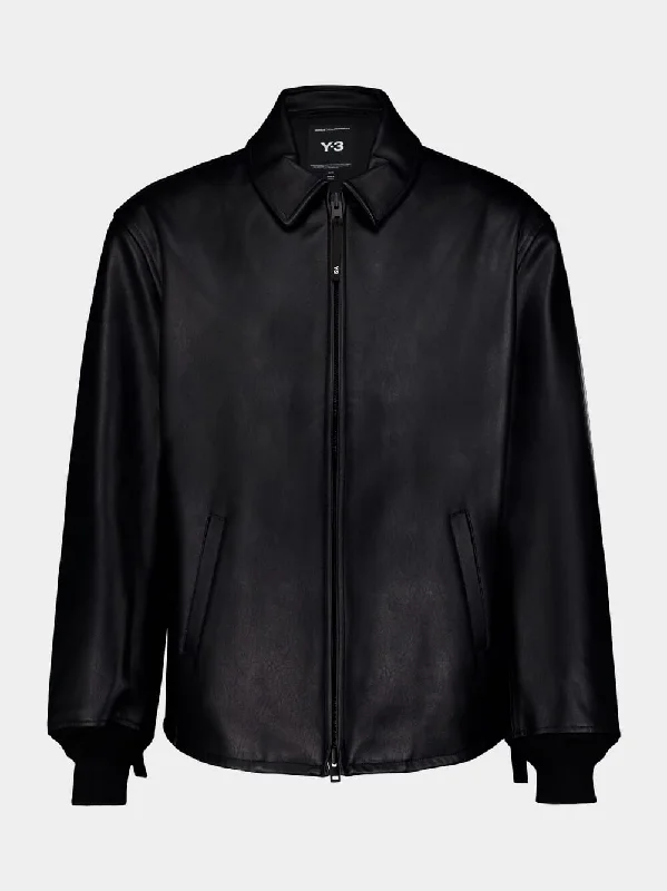 Jackets for hip-hop style -Black Pleather Bomber Jacket