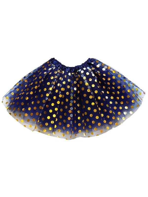 Shorts & Skirts unique fits-Navy Blue and Gold Polka Dot Tutu Skirt Costume for Girls, Women, Plus