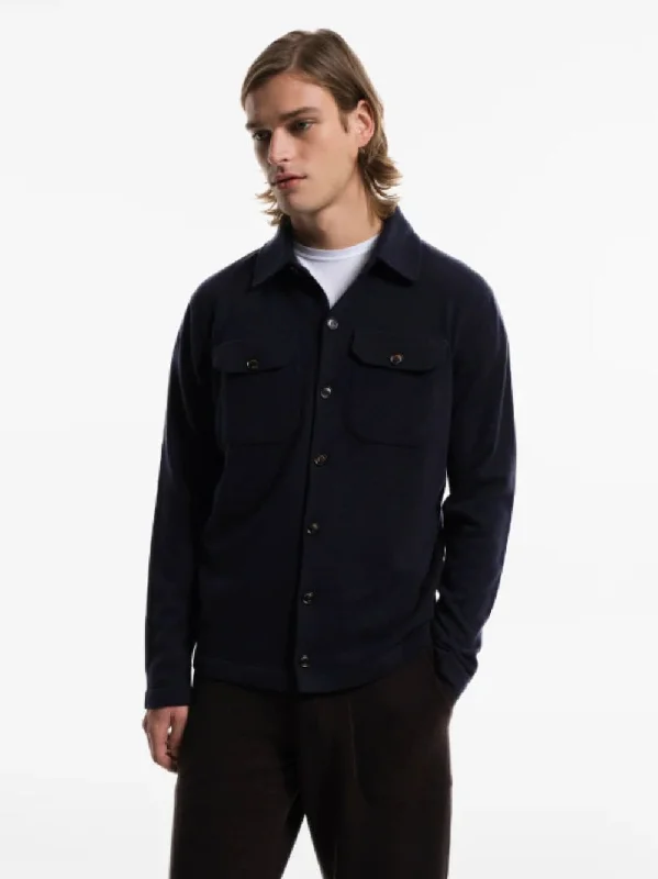 Jackets in aqua -Navy Cashmere Shirt Jacket