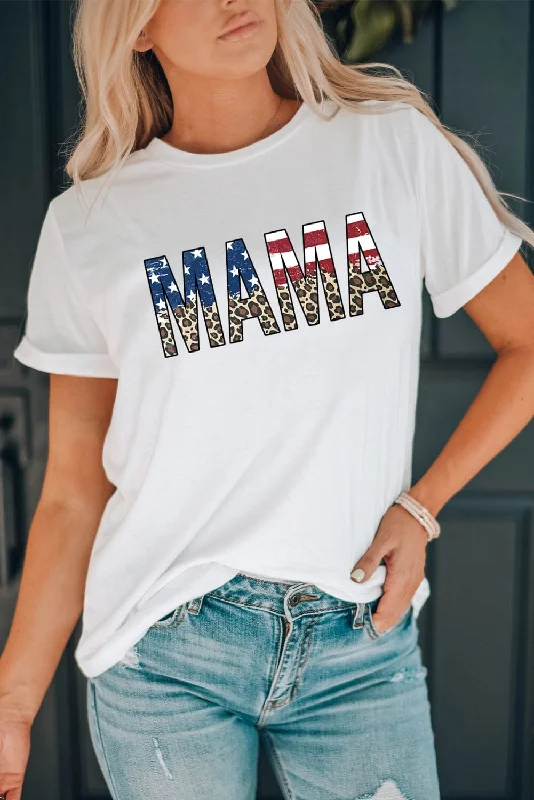 Shorts & Skirts bold fits-MAMA Cheetah & Flag Women's Graphic Short Sleeve T-Shirt