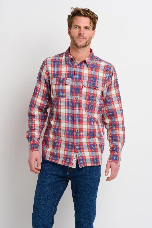 Blouses & Shirts for workshop-Red Long Sleeve Checked Shirt