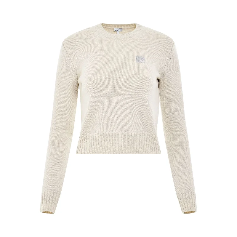 Cropped Sweater in Light Grey Melange