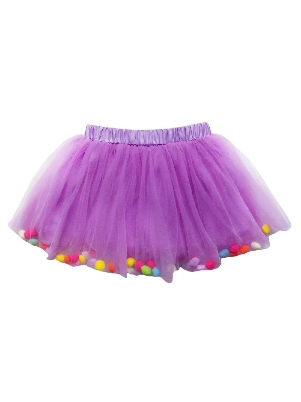 Shorts & Skirts online looks-Lavender Purple Pom Pom Girls Tutu - Kids Size Tulle Tutu Happy Birthday Party Skirt