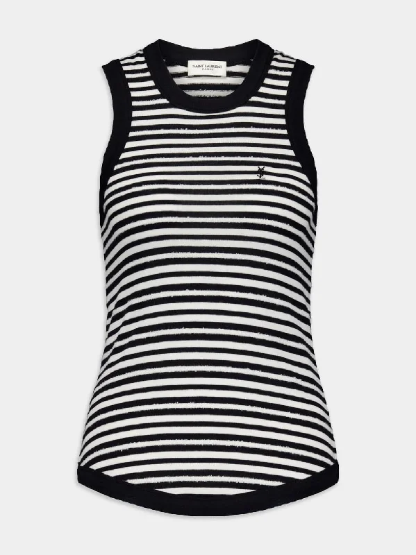 Logo-Embroidered Striped Tank Top