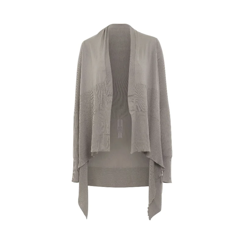 Cardigans with disco vibe-Medium Wrap Knit Cardigan in Pearl