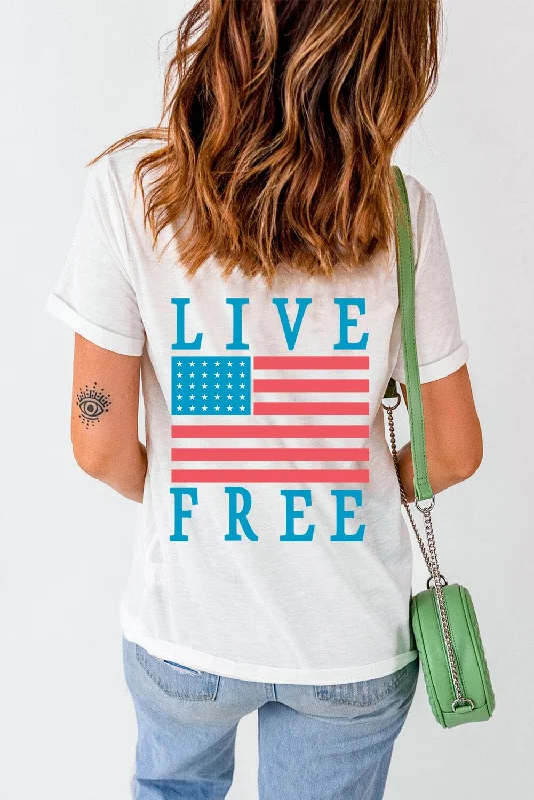 Shorts & Skirts best deals-US Flag Round Neck Short Sleeve T-Shirt