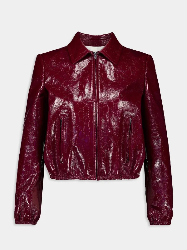 Jackets for kite flying -GG Embossed Leather Bomber Jacket