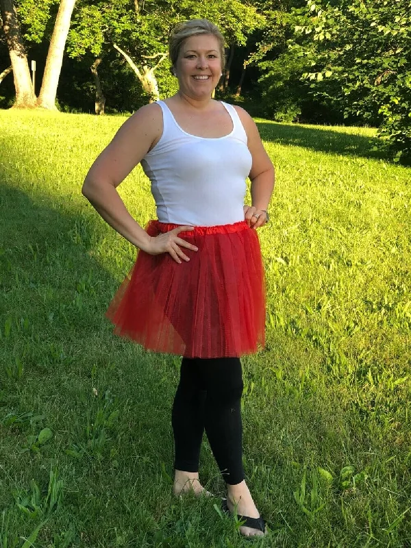 Shorts & Skirts seasonal fits-Red Plus Size Adult Tutu Skirt - Women's Plus Size 3- Layer Basic Ballet Costume Dance Tutus