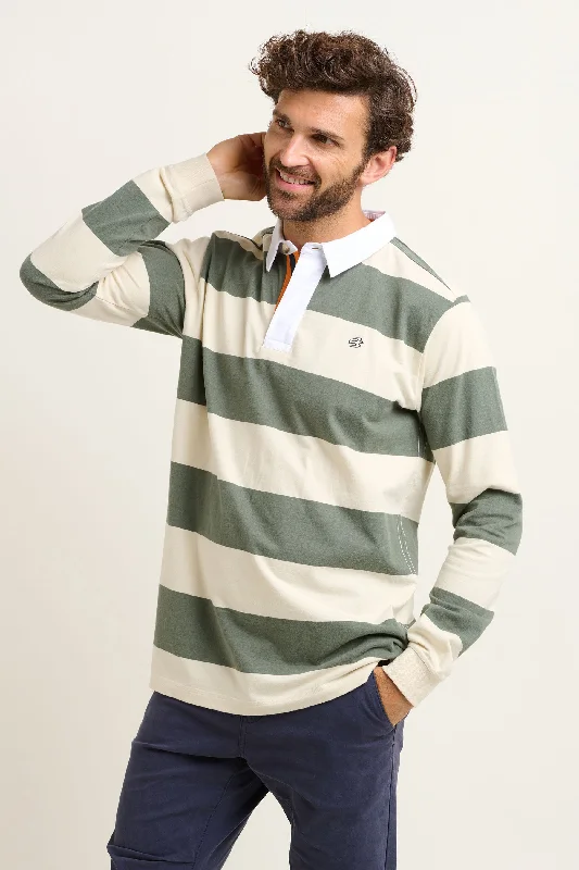 Blouses & Shirts for bulk-Cream Stripe Rugby Shirt